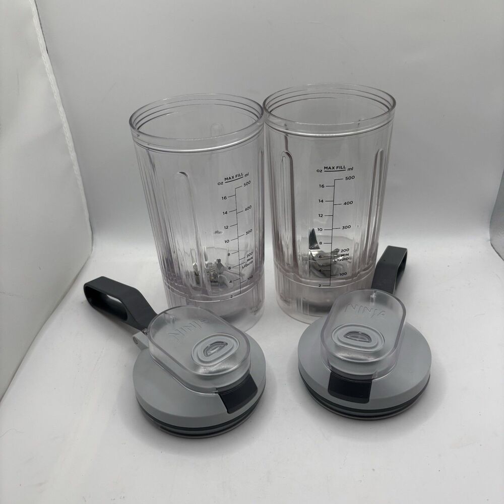 Ninja Twist & Go Vessel Cup Lot of Two 500 ml Clear Gray Blender Replacement